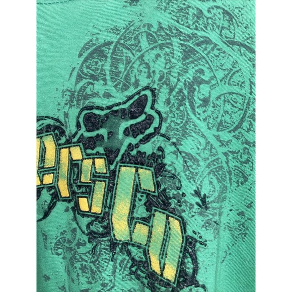 Fox Short Shirt Mens Extra Large Vintage Green Riders Co 100% Cotton - Picture 2 of 6